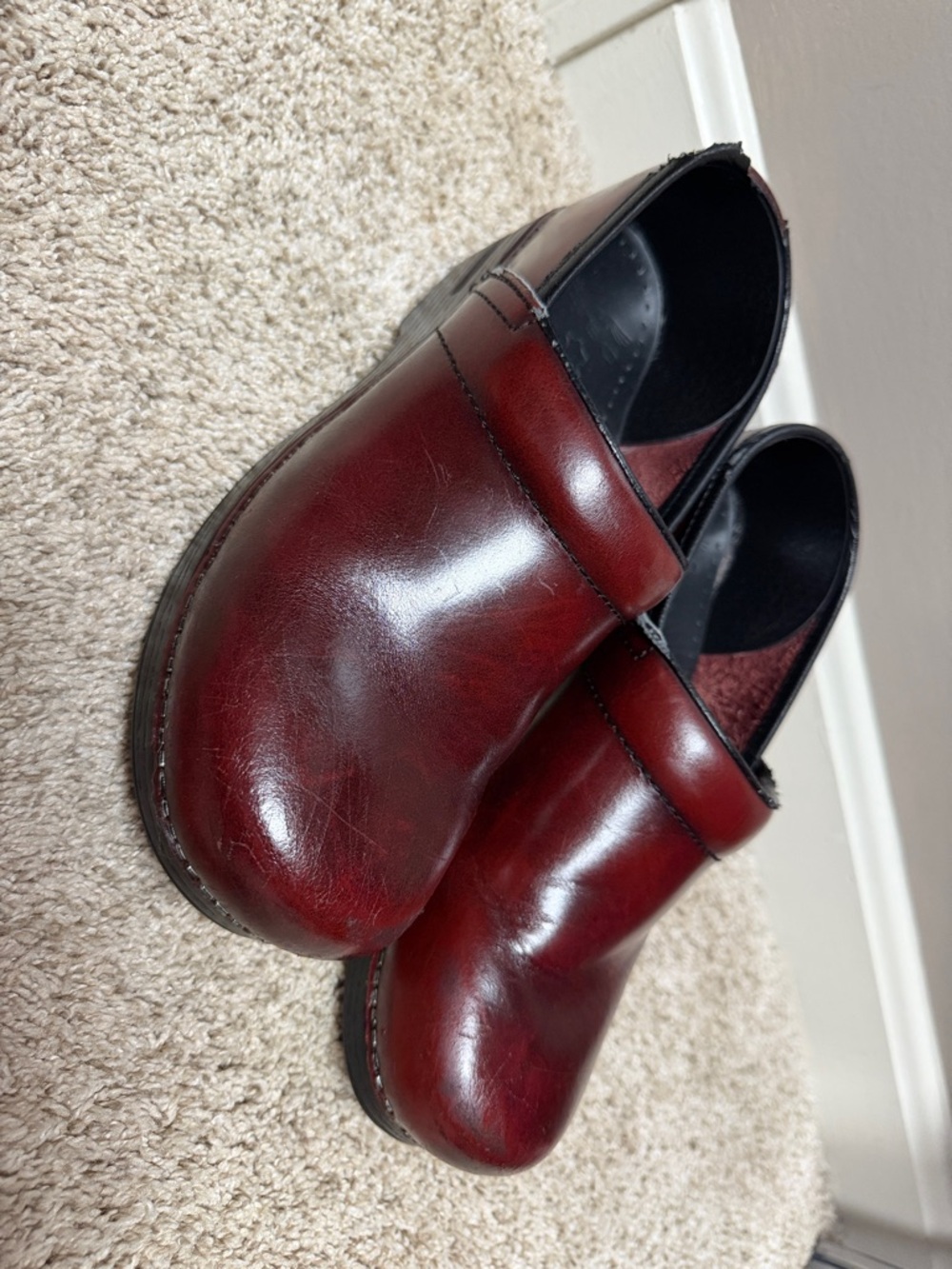 Dansko Women's Leather Clogs in Burgundy